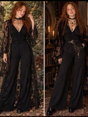 Black Wide-Leg Jumpsuit Romper - S